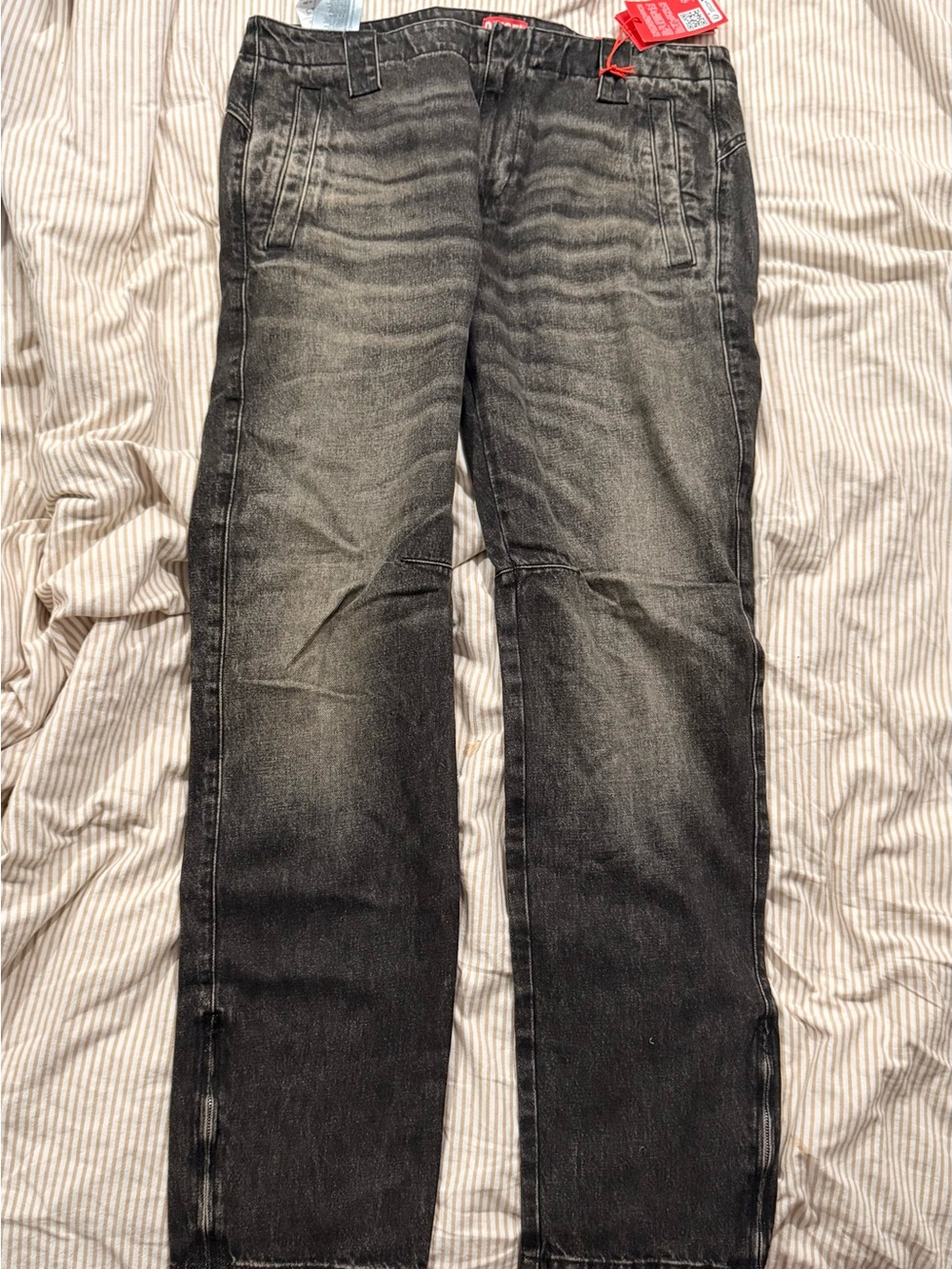 Diesel Black Washed Straight Jeans